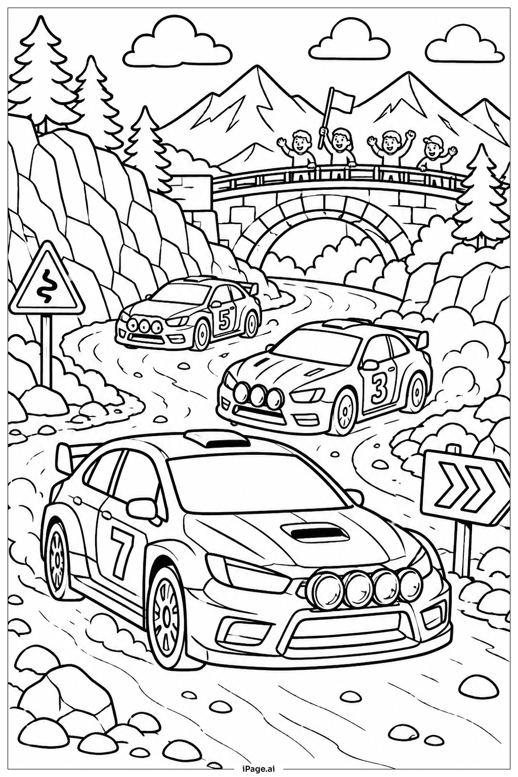 Rennwagen-Bergrallyeszene