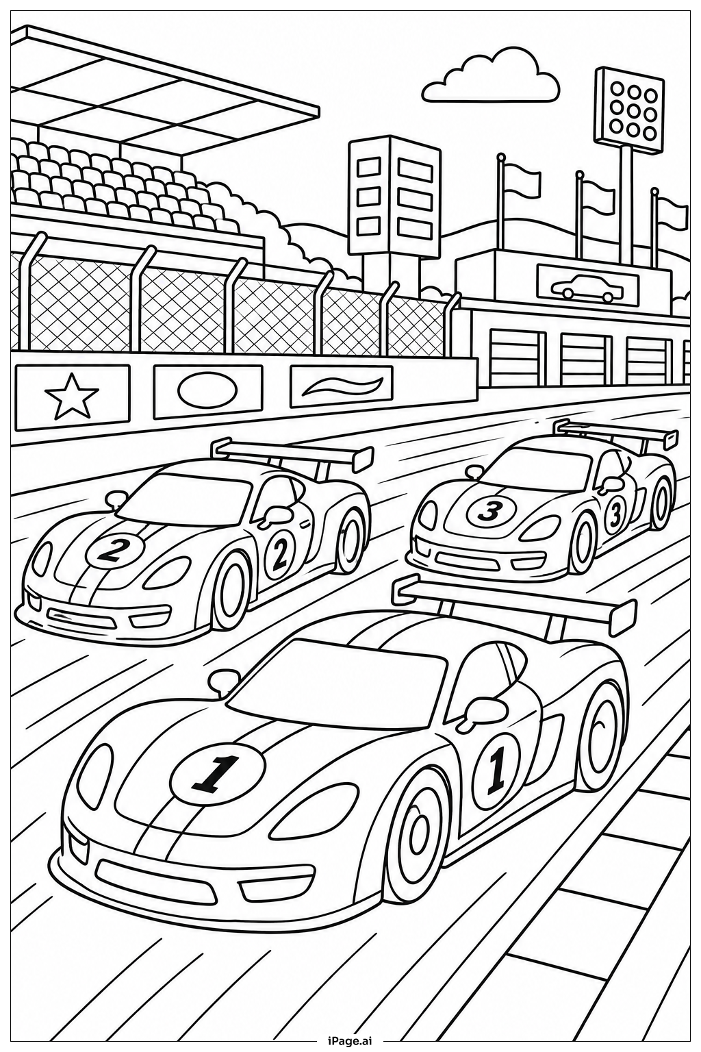 Rennautos auf mehreren Spuren