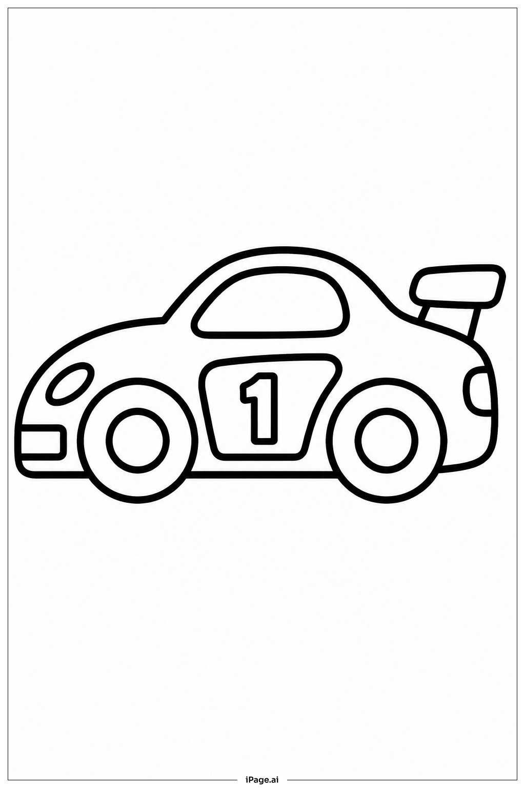Rennauto Nummer Eins Ausmalseite