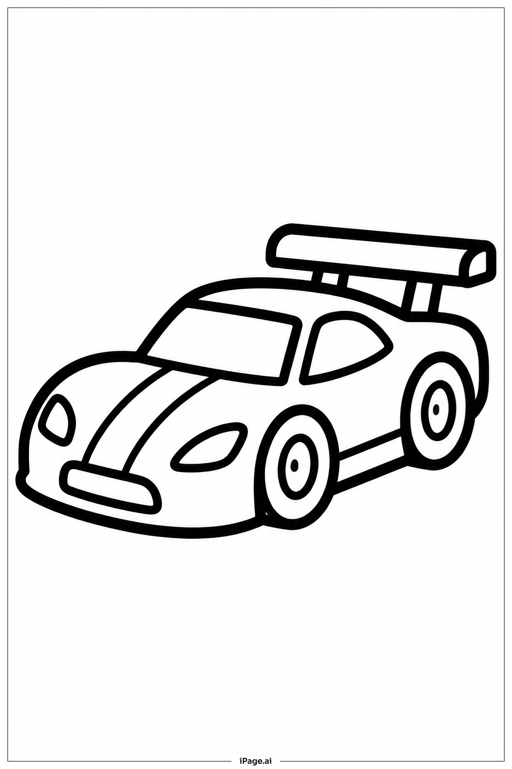 Rennauto mit Heckspoiler Ausmalseite