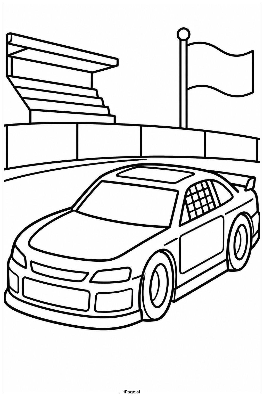 Race Car With Sponsor Logos Ausmalseite