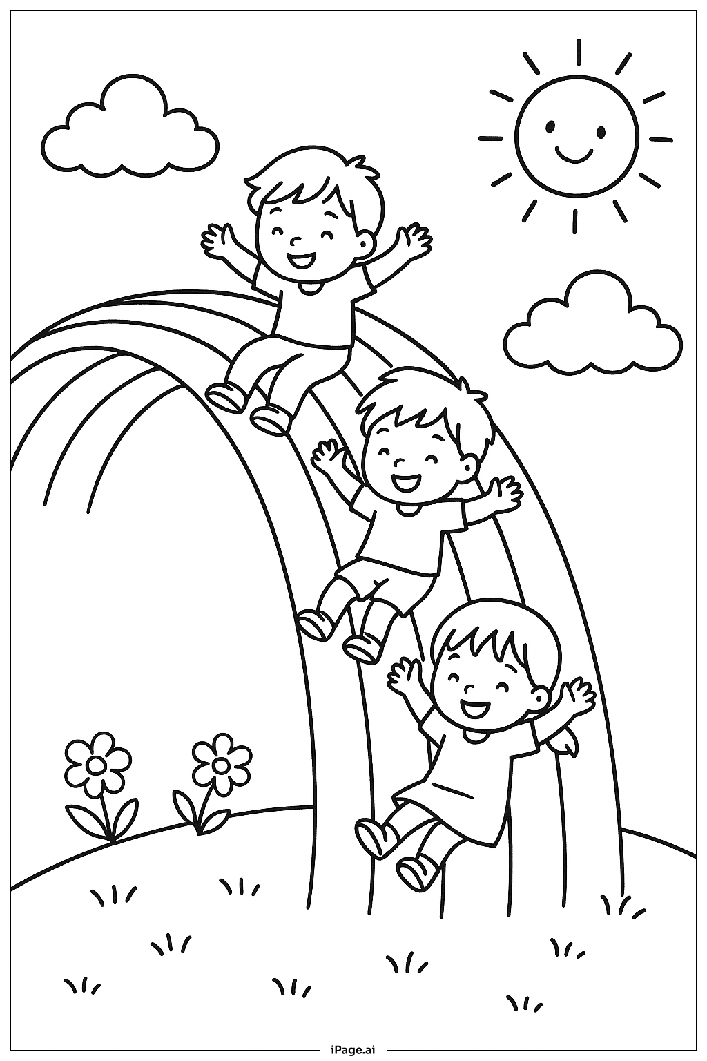  Rainbow Slide St. Patrick's Day Coloring Page 