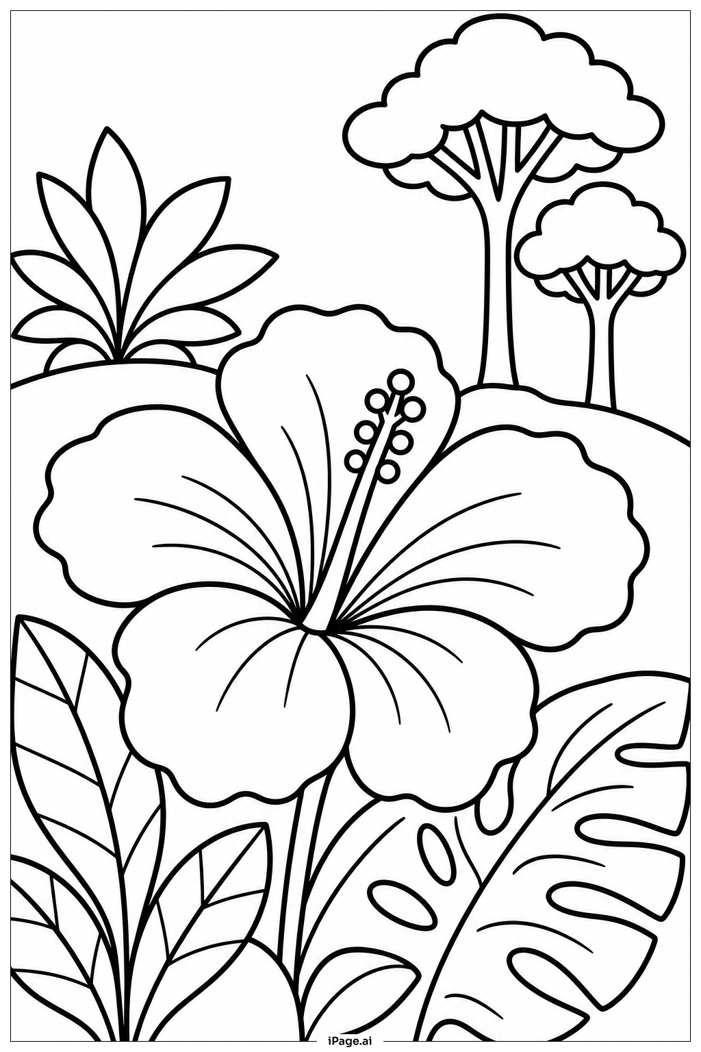 Regenwald-Blumenwiese Ausmalseite