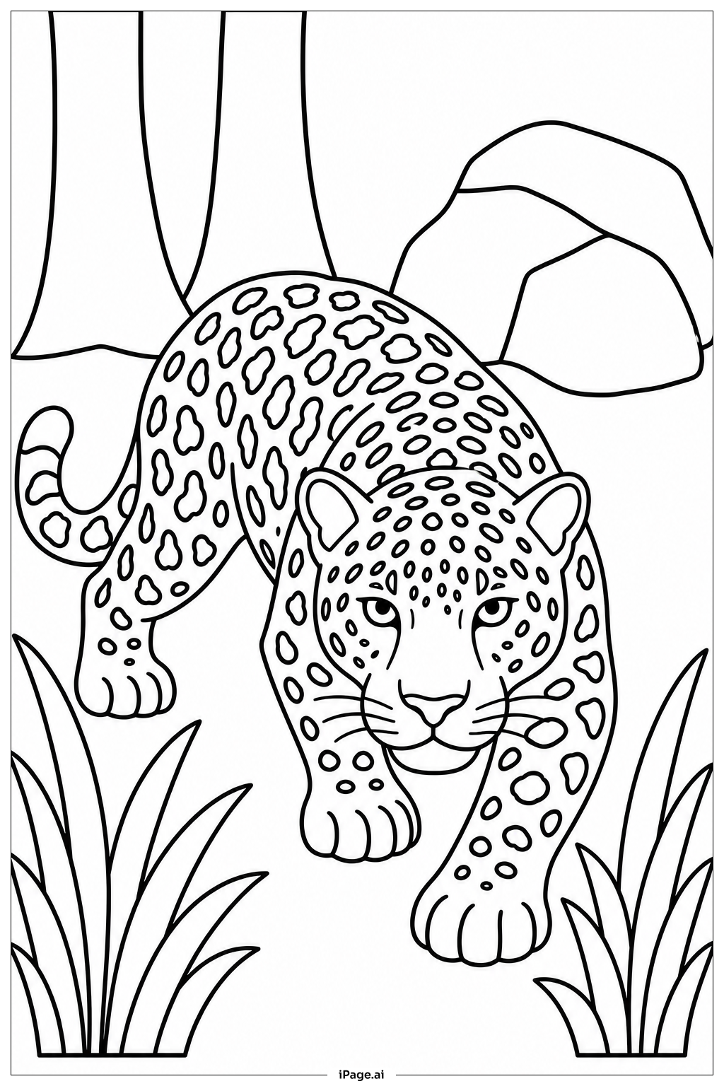 Página para colorear de Jaguar Acechando en la Selva