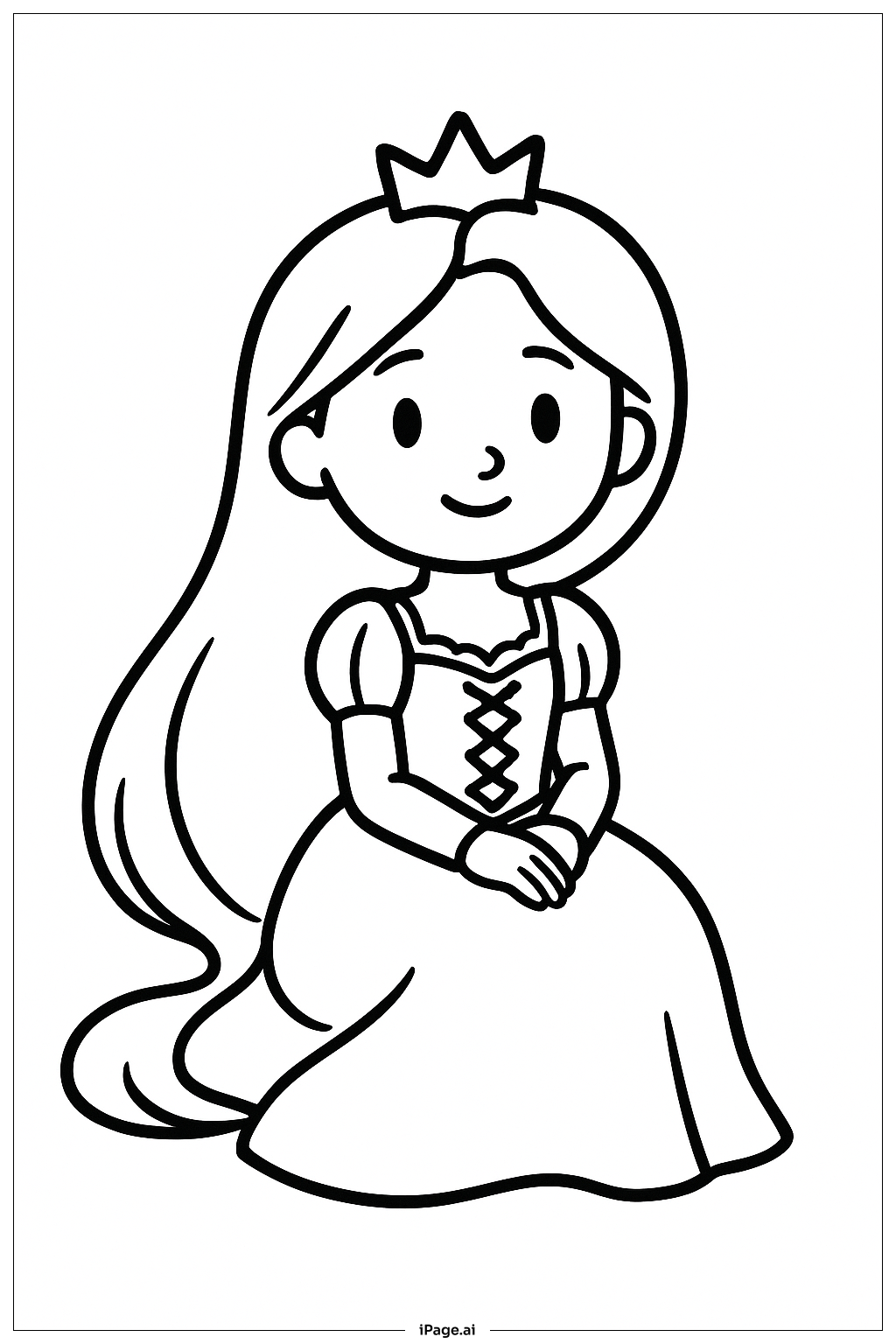  Page de coloriage Raiponce assise calmement 