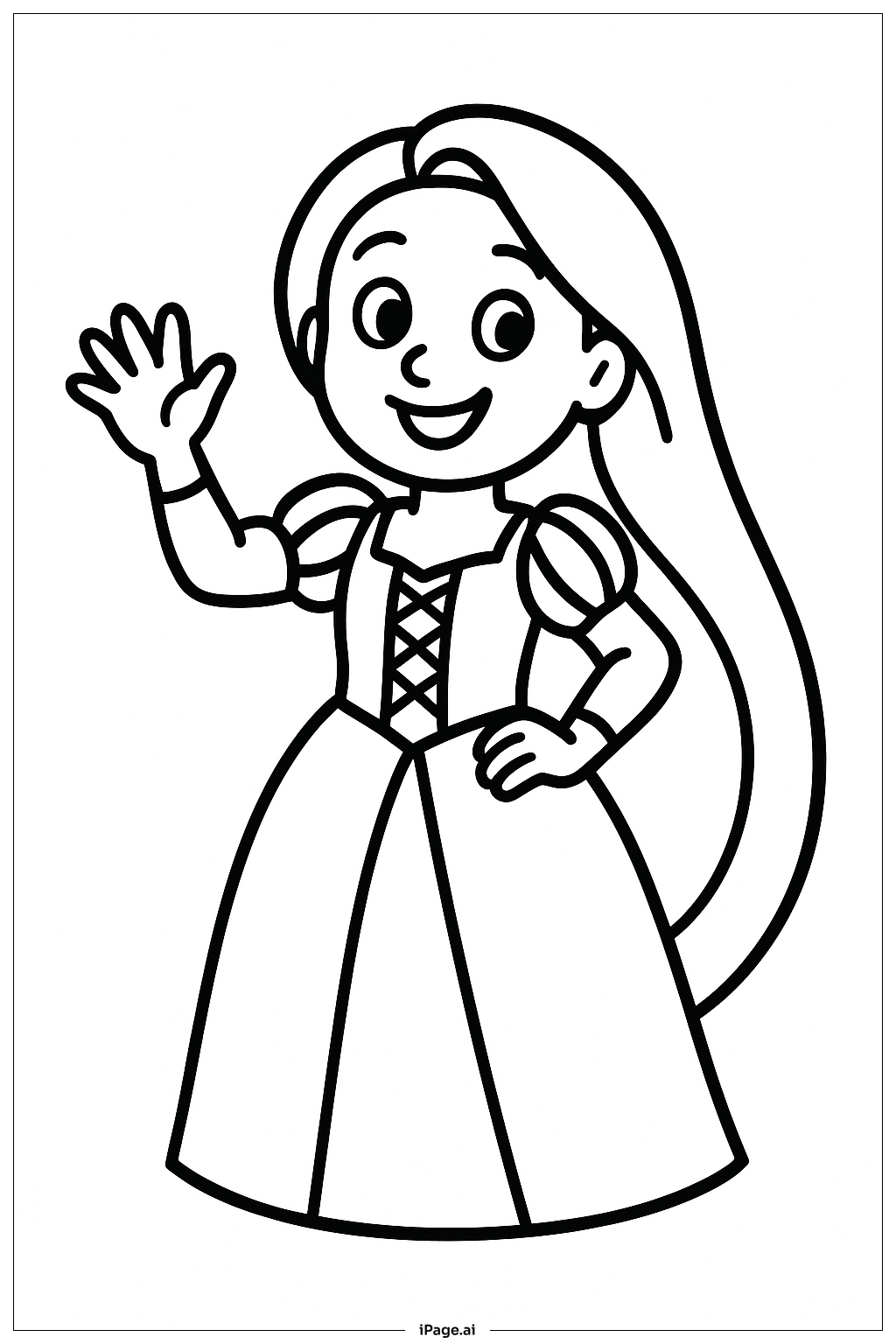  Page de coloriage Raiponce qui fait signe 