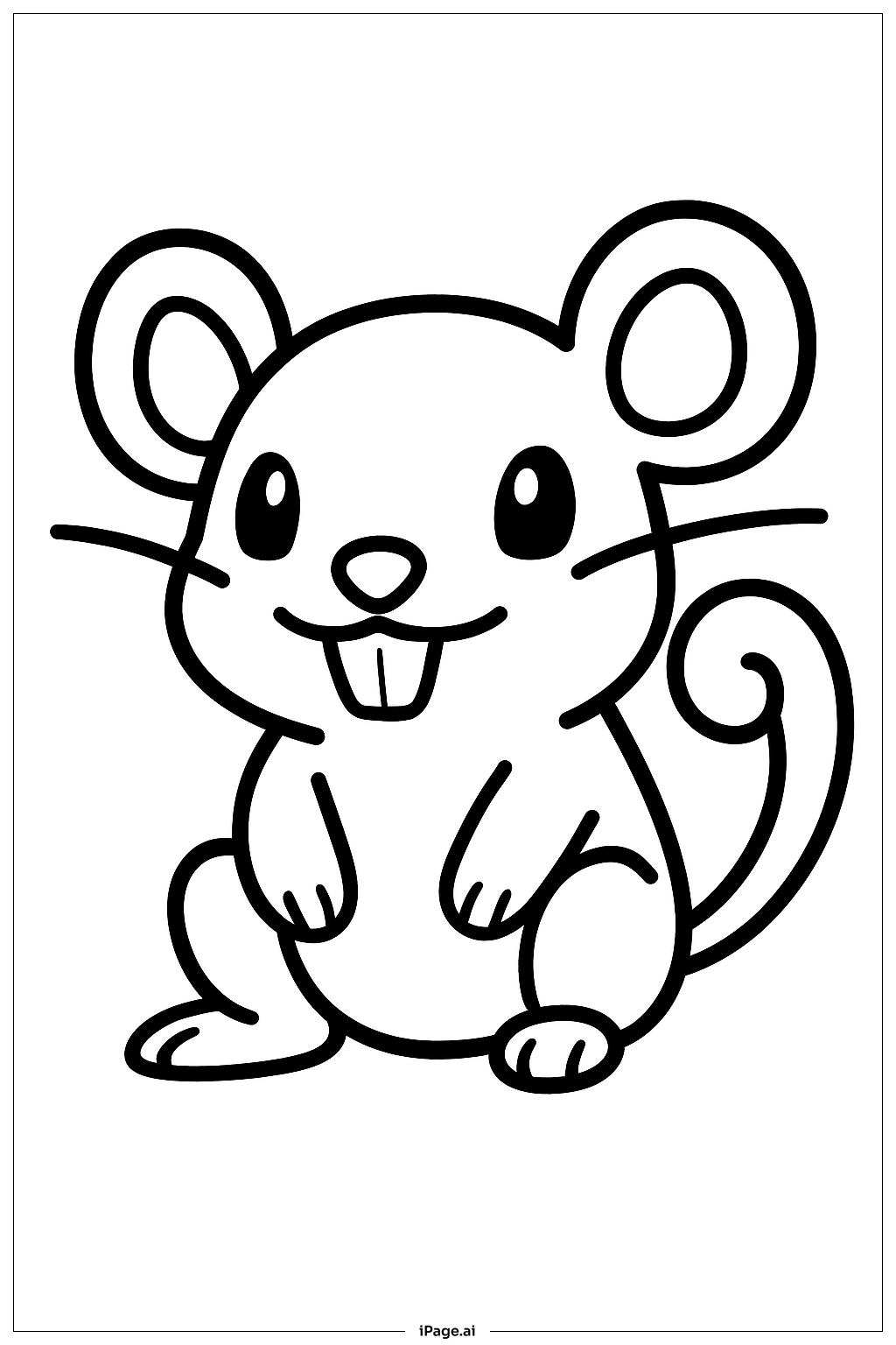 小拉達寶可夢可愛姿勢著色頁