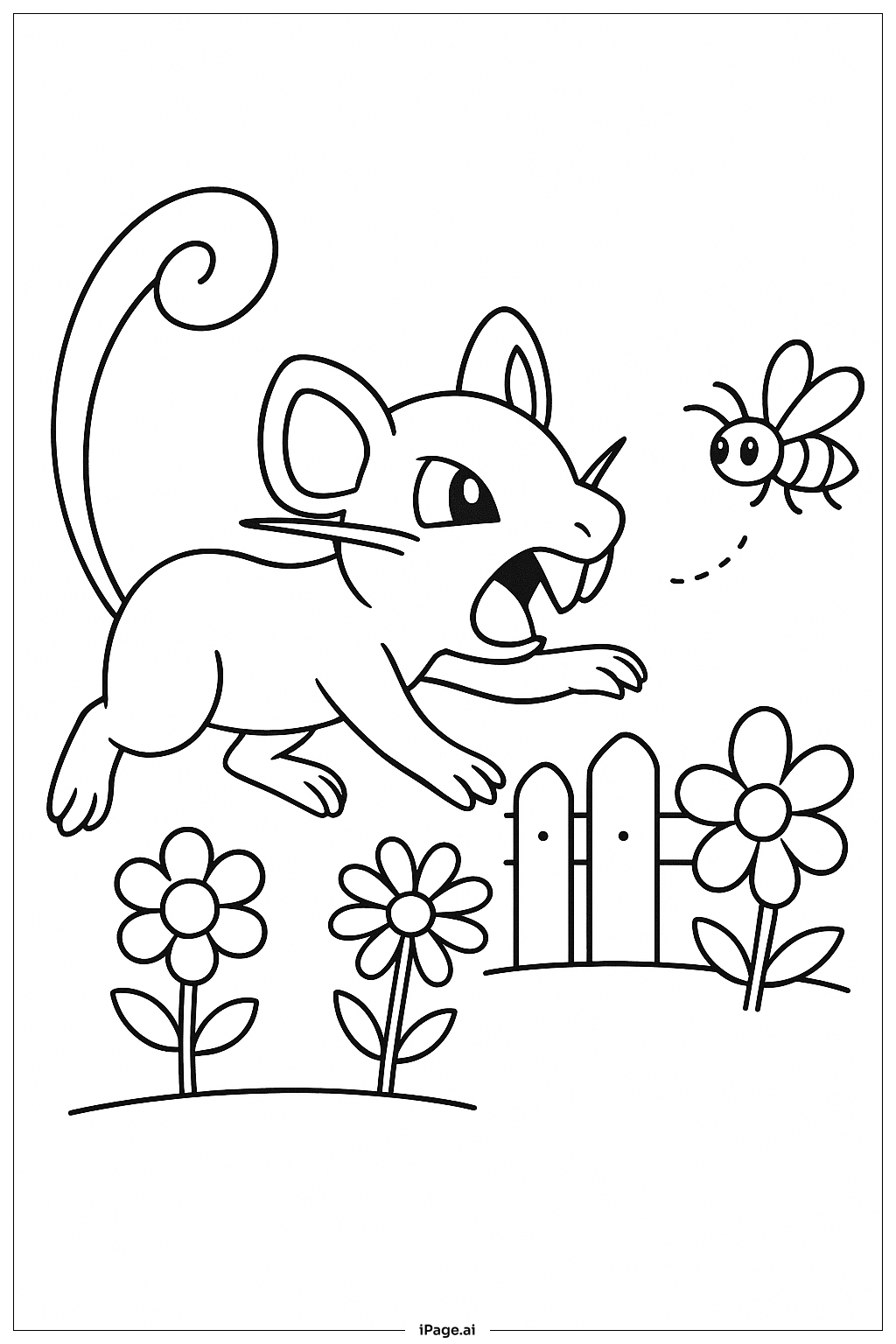  小拉達 寶可夢花園追逐著色頁 