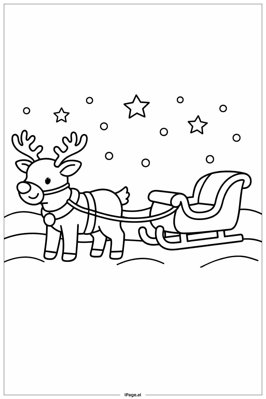  Rentier zieht Schlitten Ausmalseite 