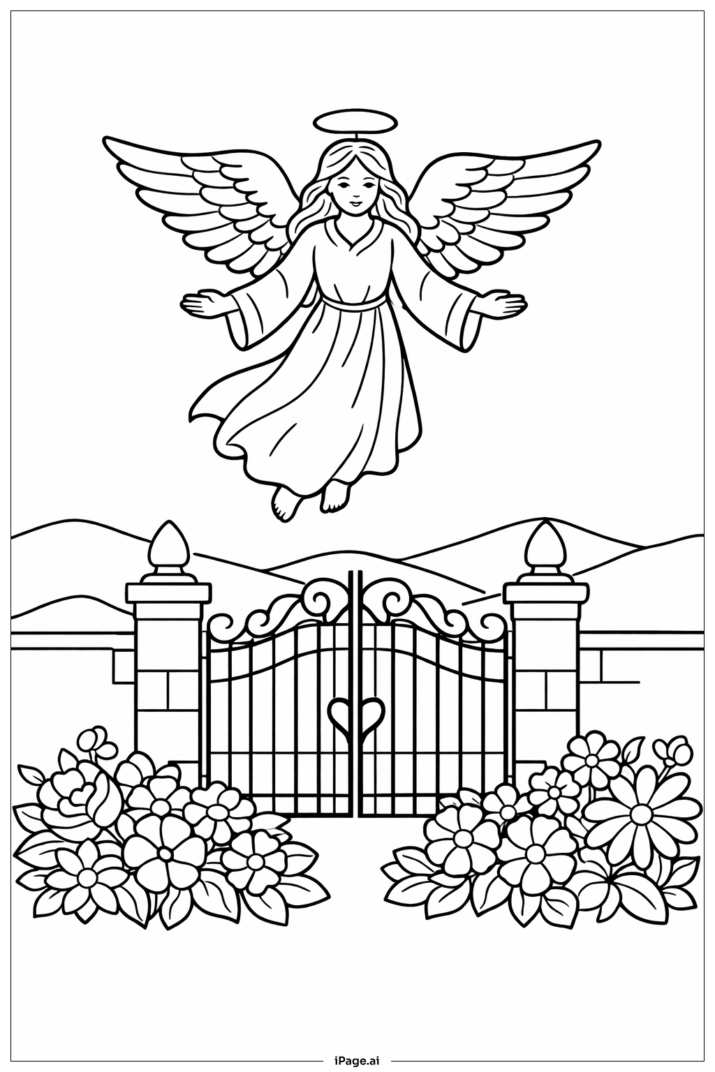  大门上的复活天使填色页 