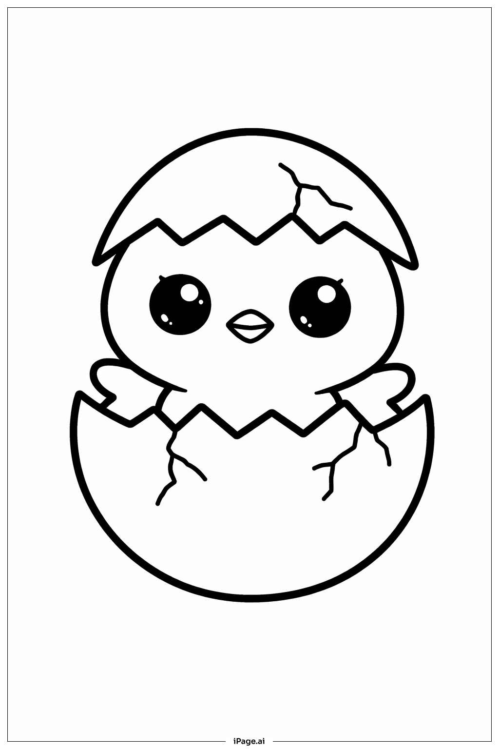  复活节小鸡孵化填色页 