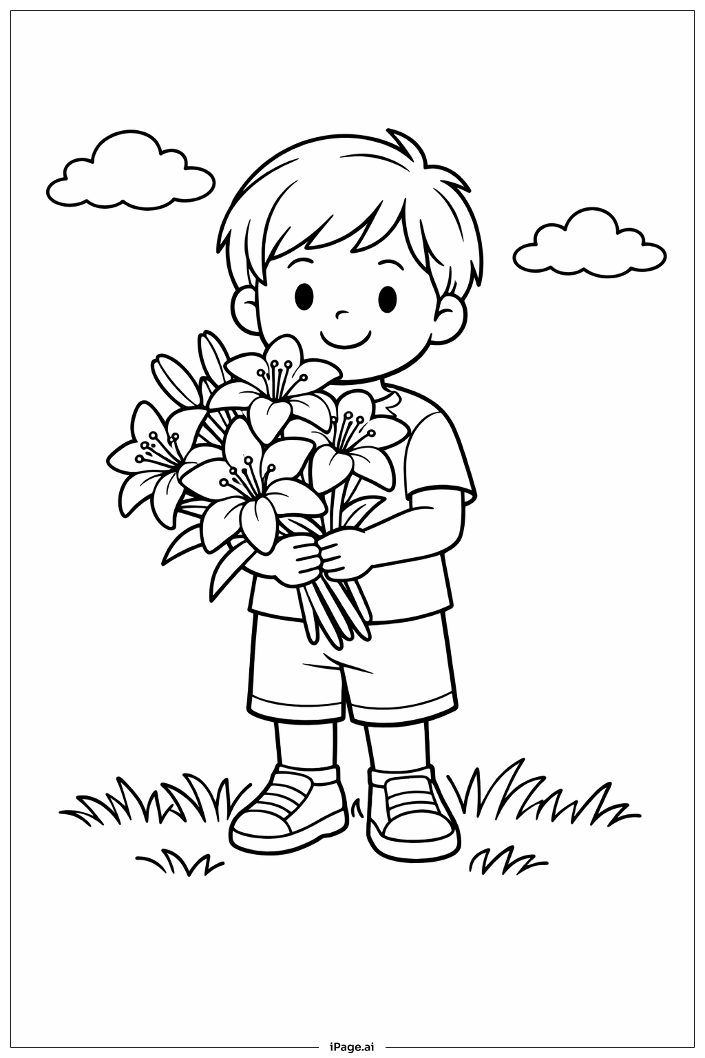 Resurrection Child With Lilies Coloring Page