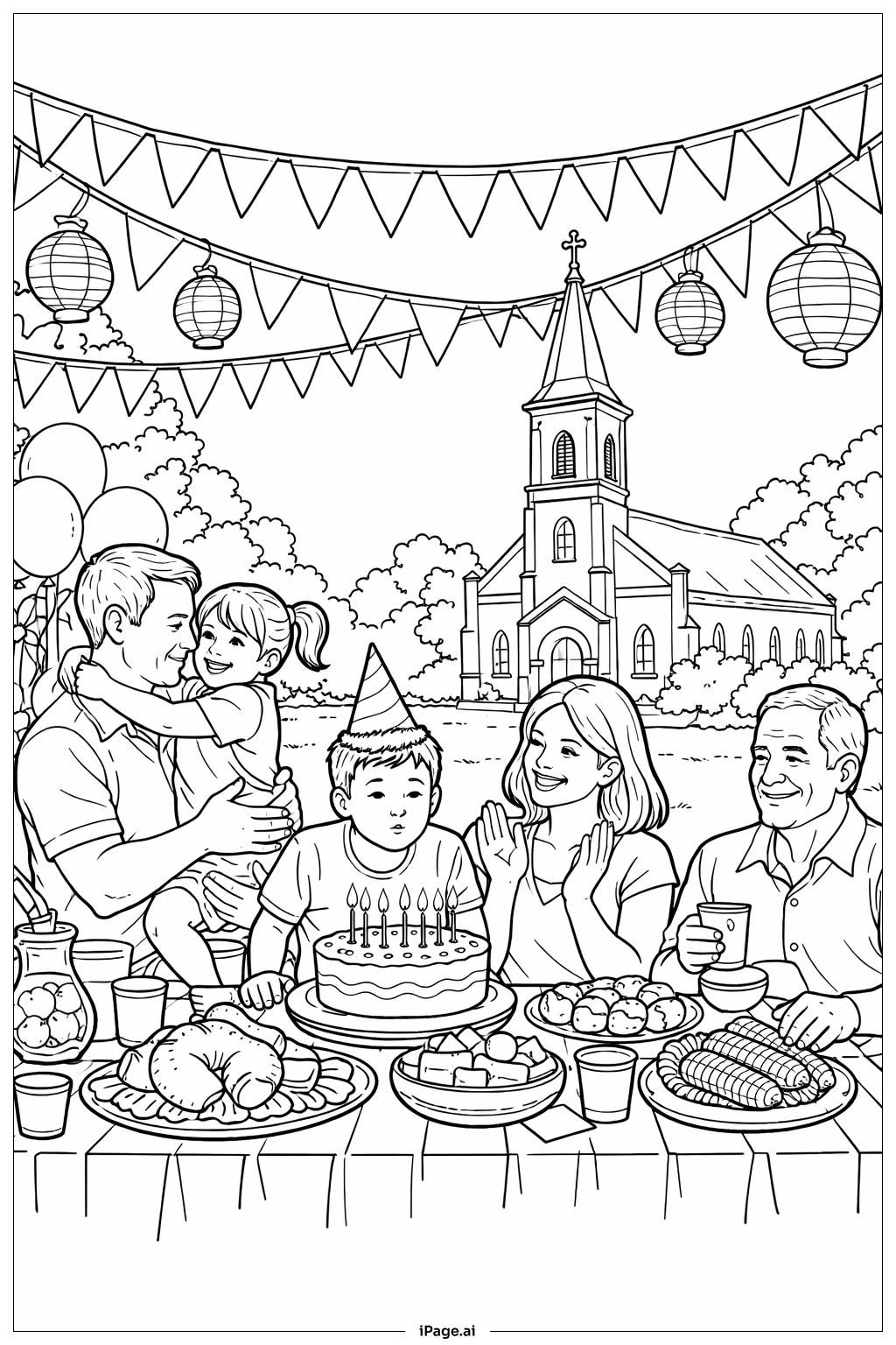  Trang tô màu Cảnh Gia Đình Tổ Chức Lễ Phục Sinh 