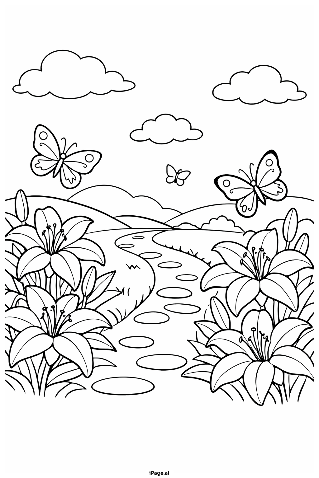  复活花园场景填色页 