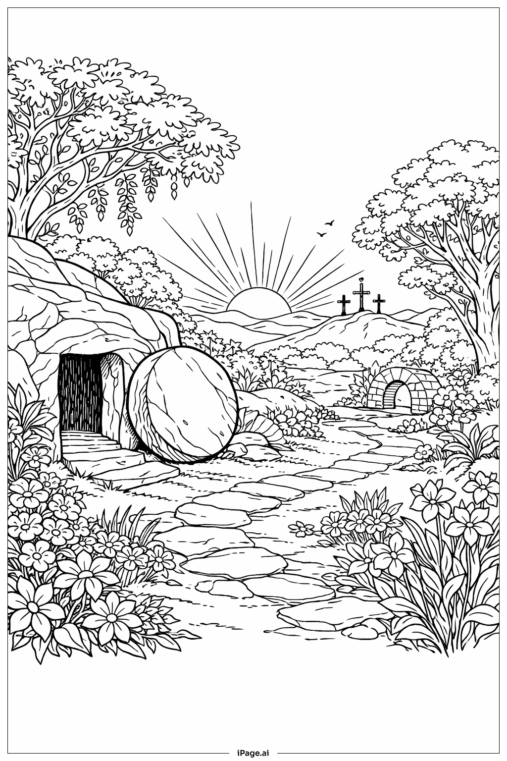 復活花園與空墓著色頁 