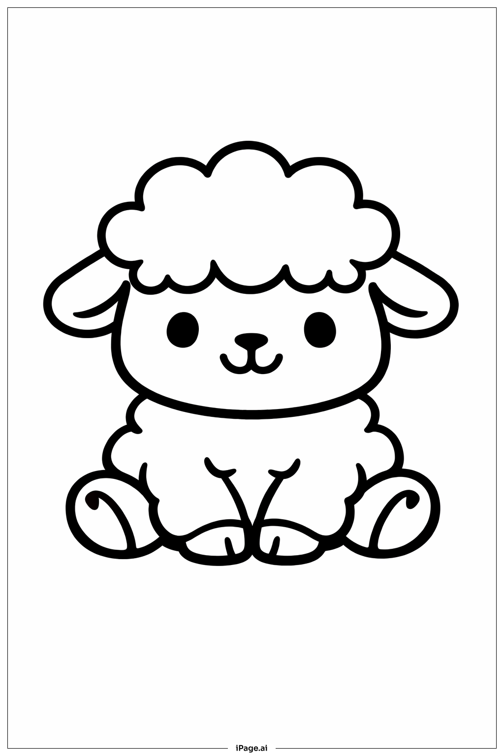  复活节小羊可爱版填色页 