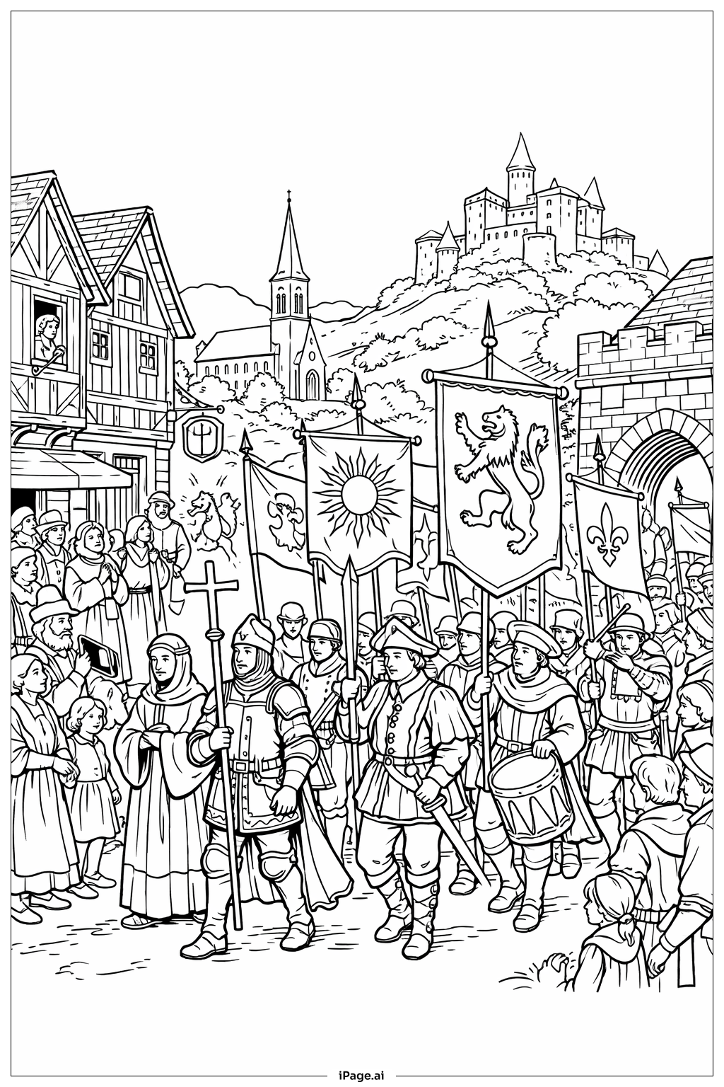  Trang tô màu Cuộc diễu hành Phục sinh qua thị trấn 
