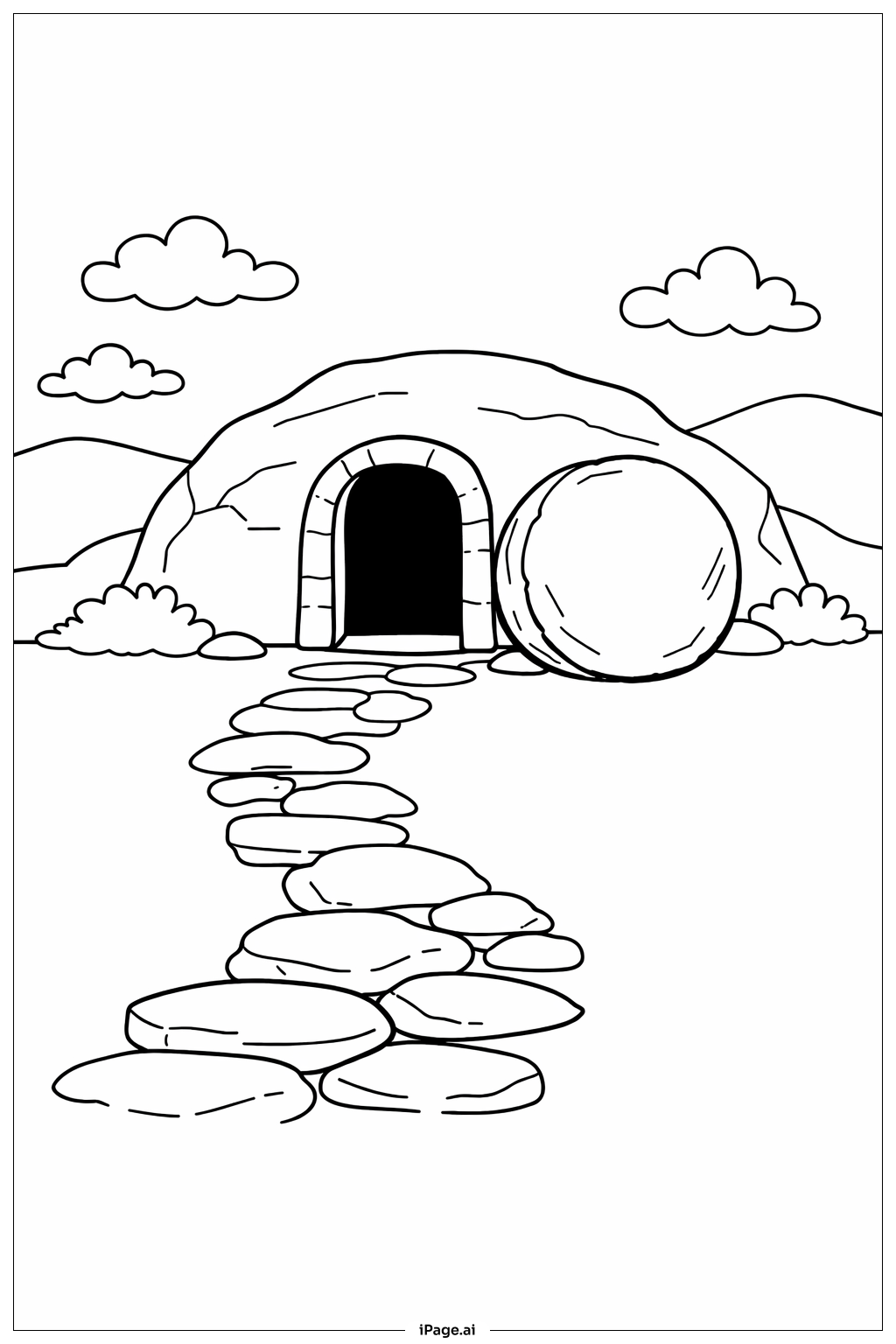  復活石頭小徑通往墳墓著色頁 