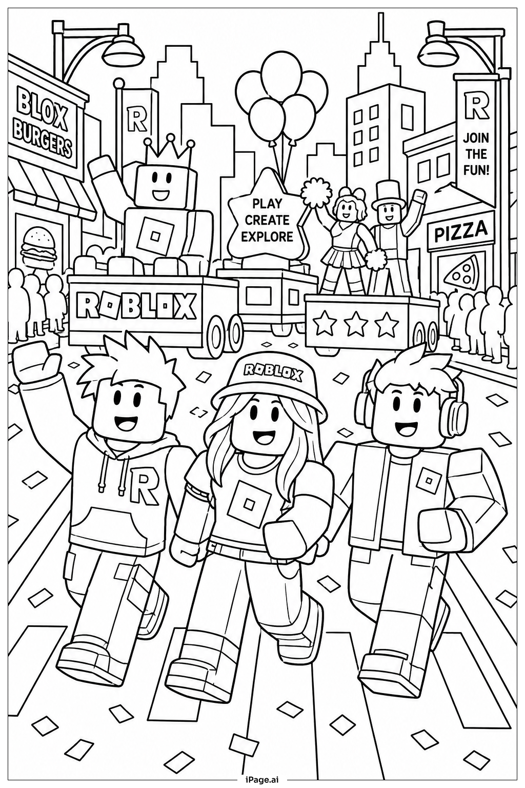 Roblox 도시 거리 퍼레이드 색칠공부 페이지