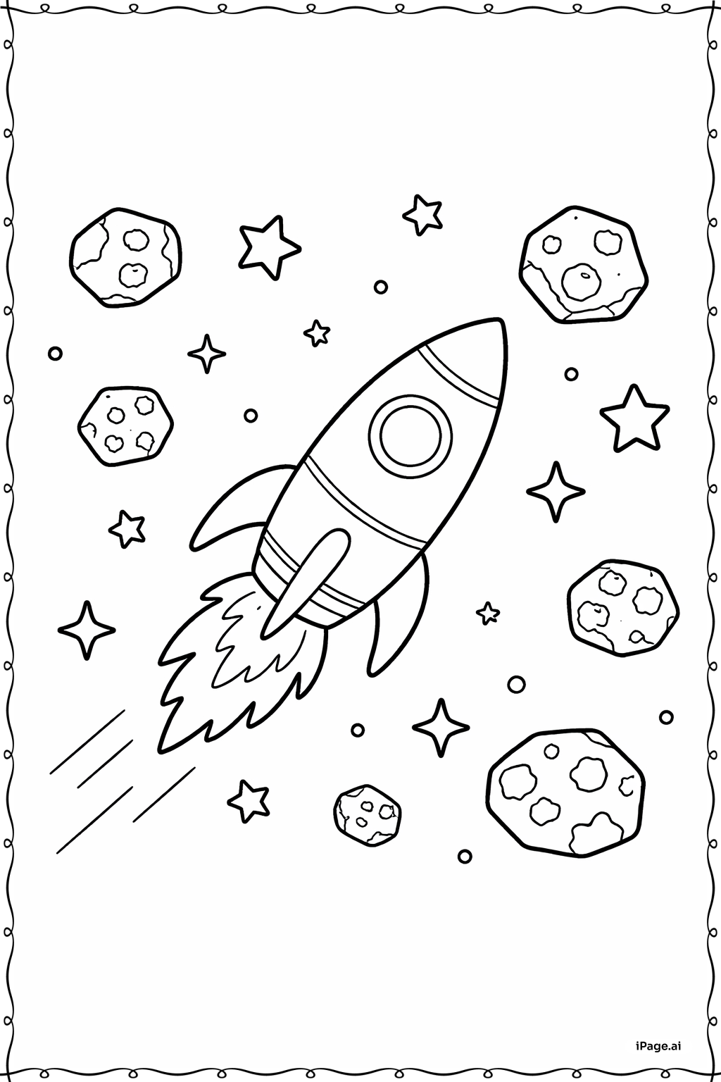 小行星中的火箭填色页