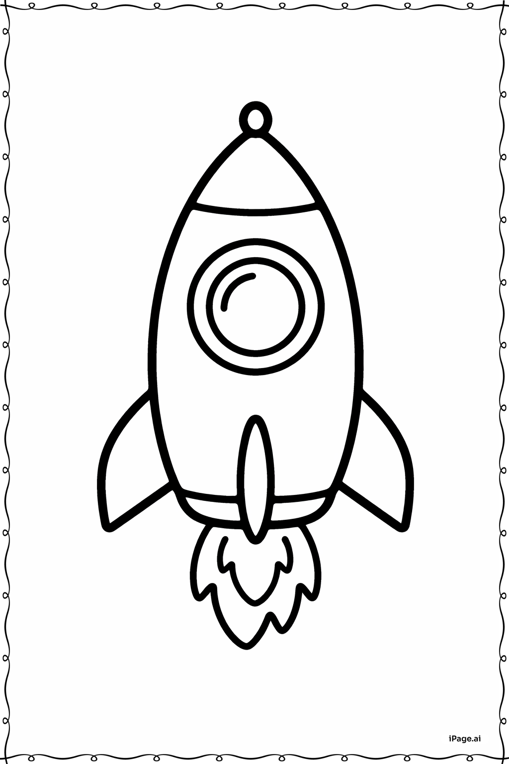  Página para colorear de Nave Cohete Ventana Grande 