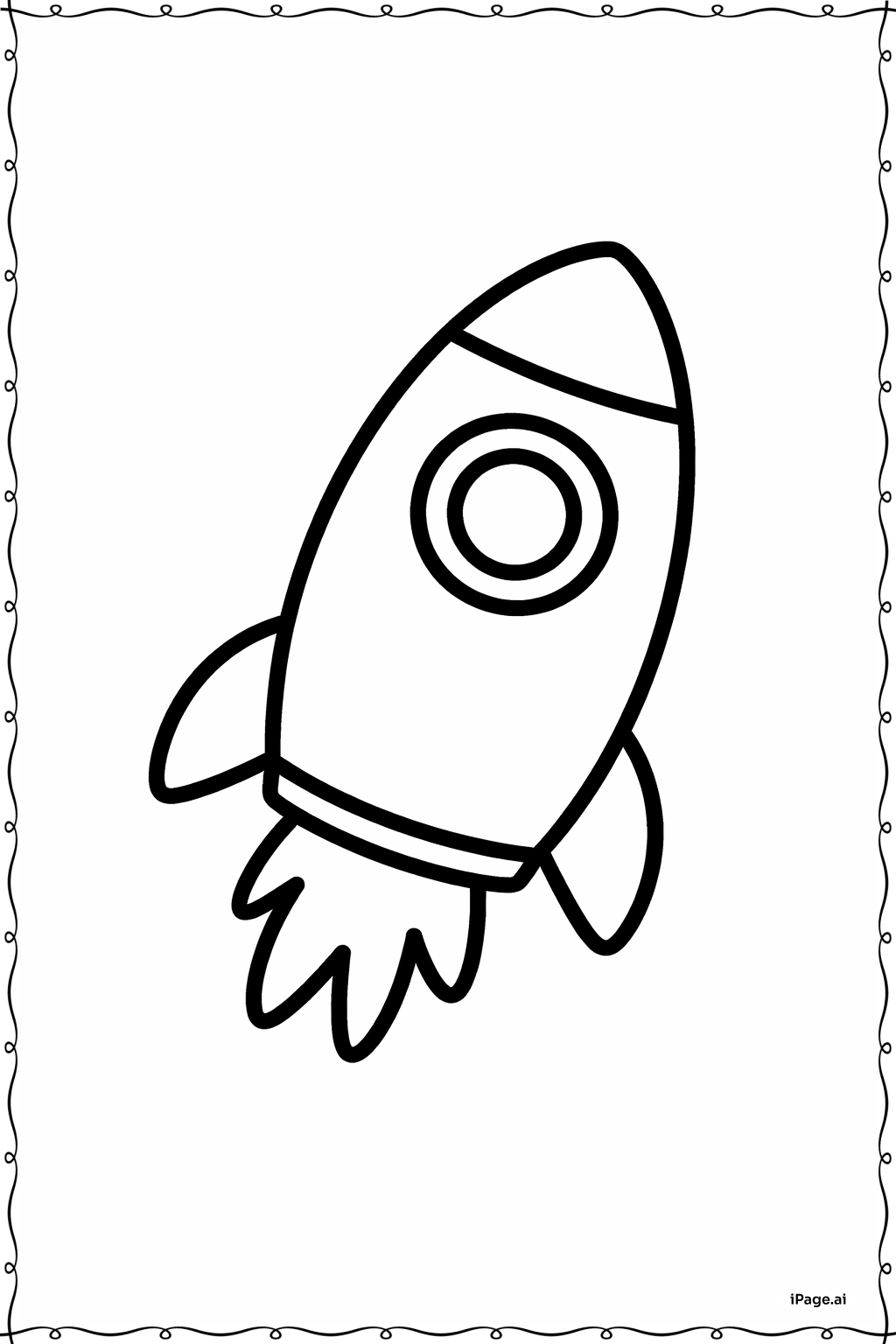  Página para colorear de Estilo cápsula de cohete 