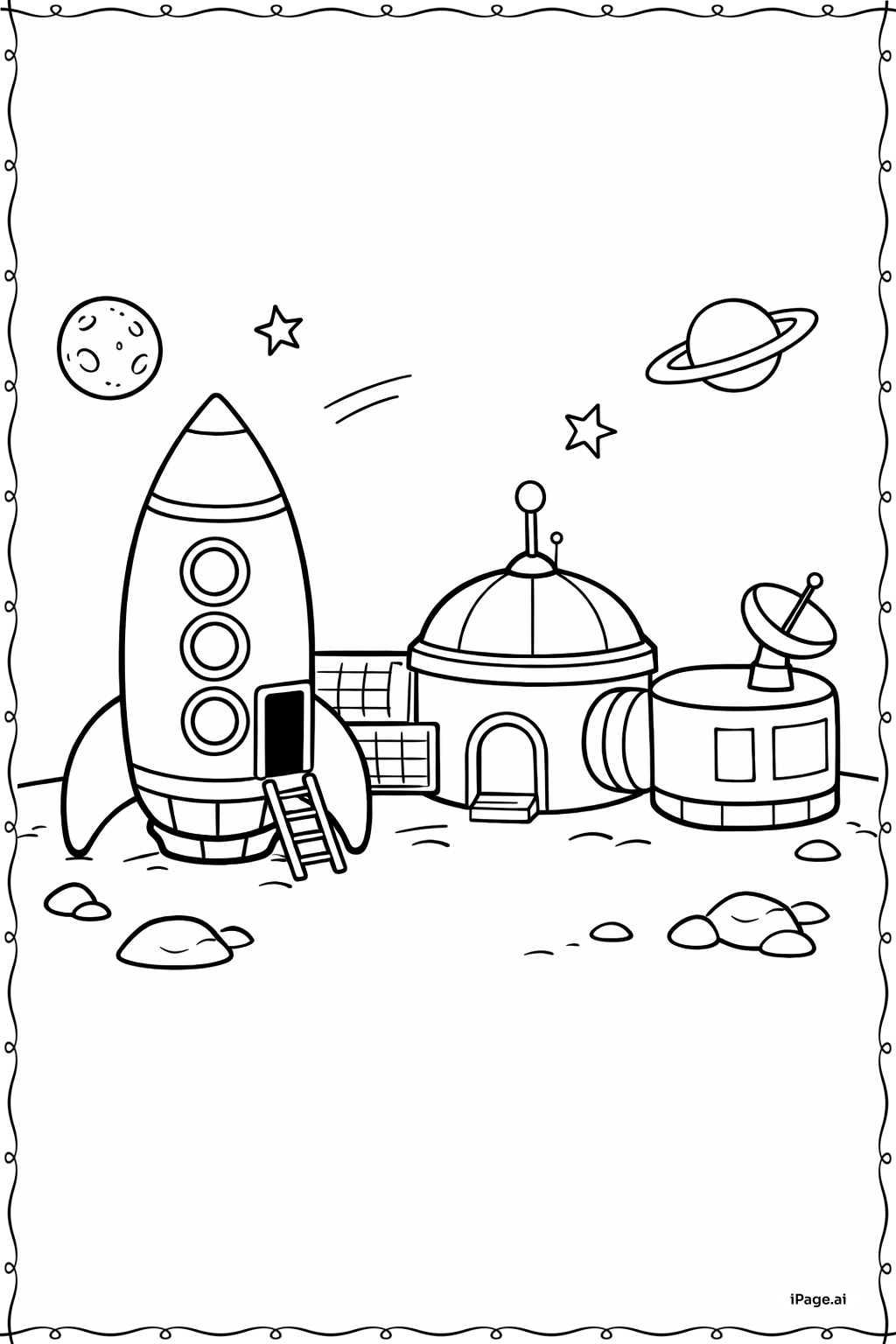  Page de coloriage Fusée amarrée à la station 