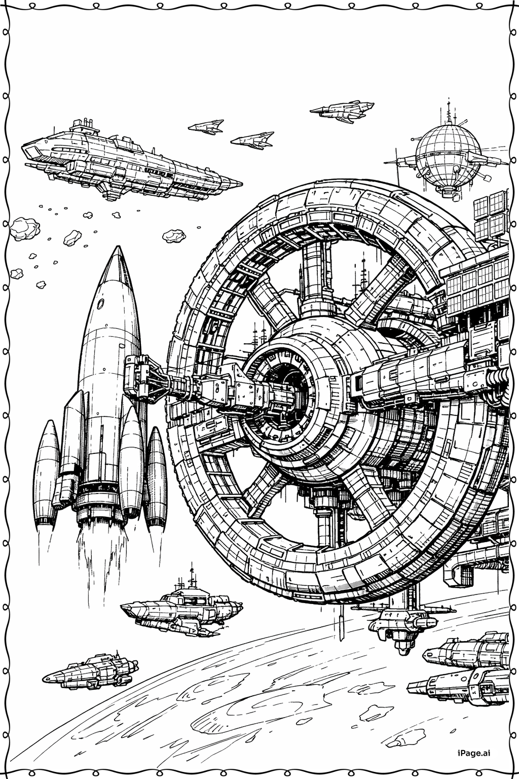 Page de coloriage Séquence d'Accostage de la Fusée