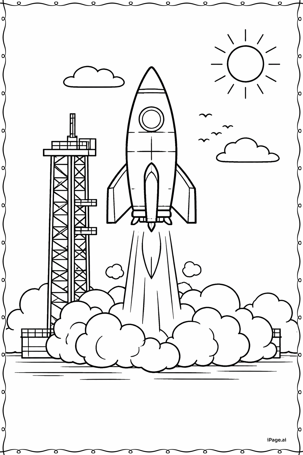  Raketenstart Ausmalseite 