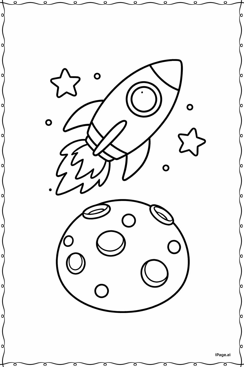  月球上的火箭船填色页 