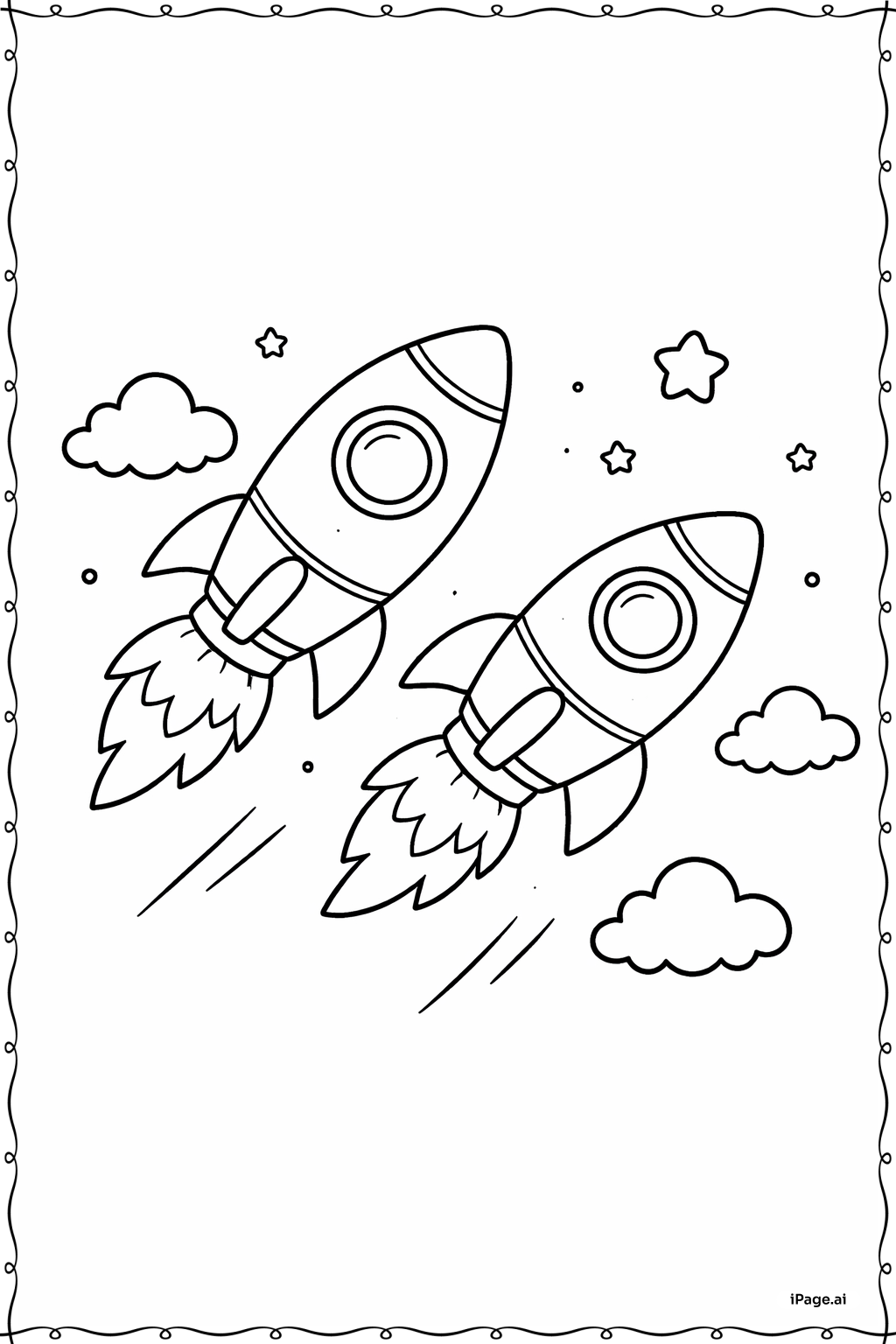 火箭飞船双飞填色页