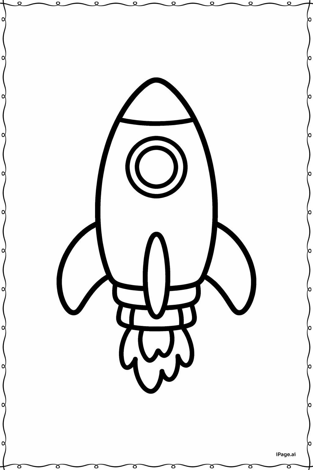  Página para colorear de Nave Cohete de Cuerpo Redondeado 