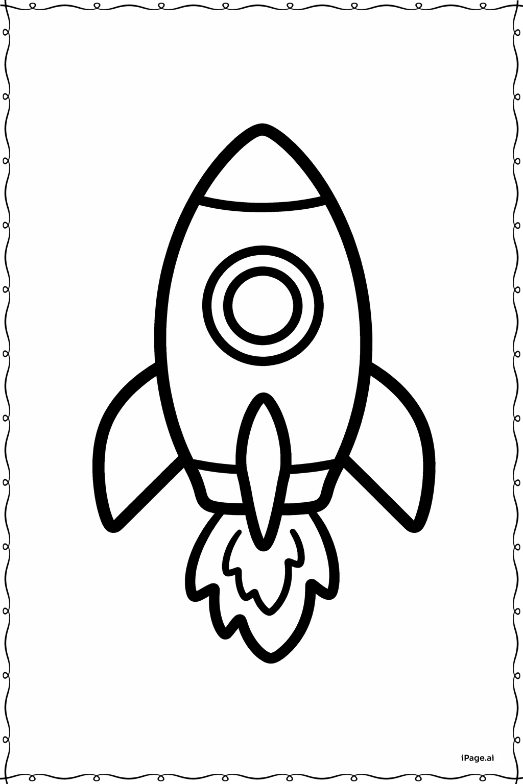  Página para colorear de Cohete con Tres Aletas 