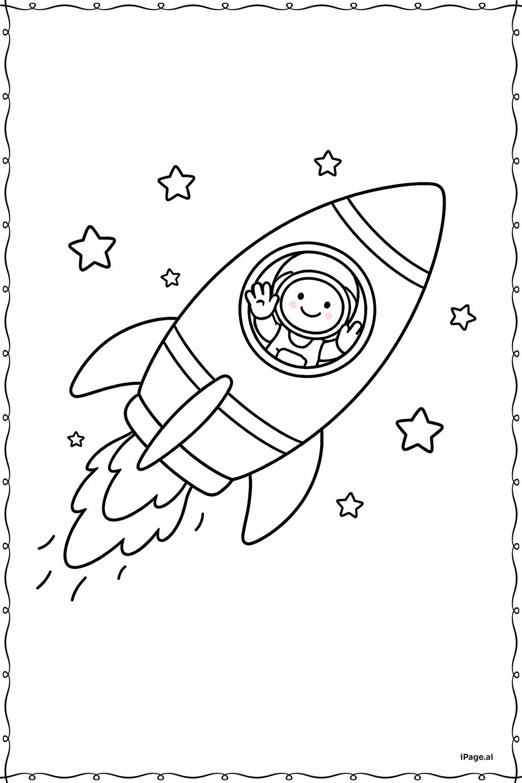  Raketenraumschiff mit Astronaut Ausmalseite 