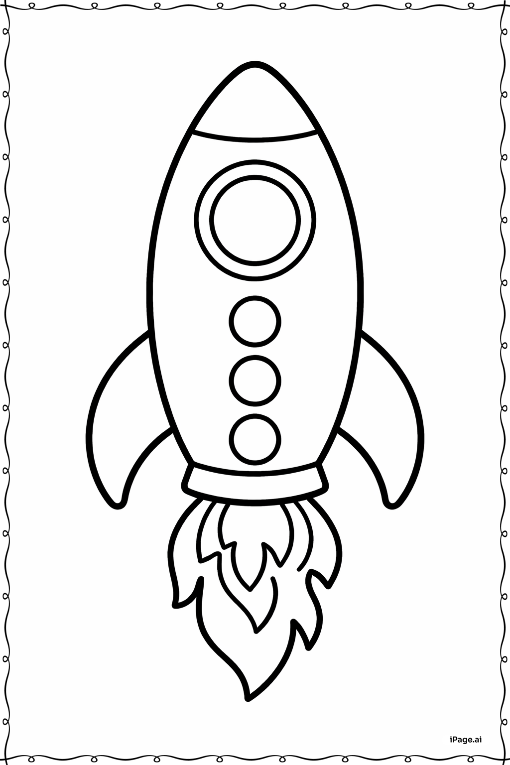  Página para colorear de Cohete con botones 