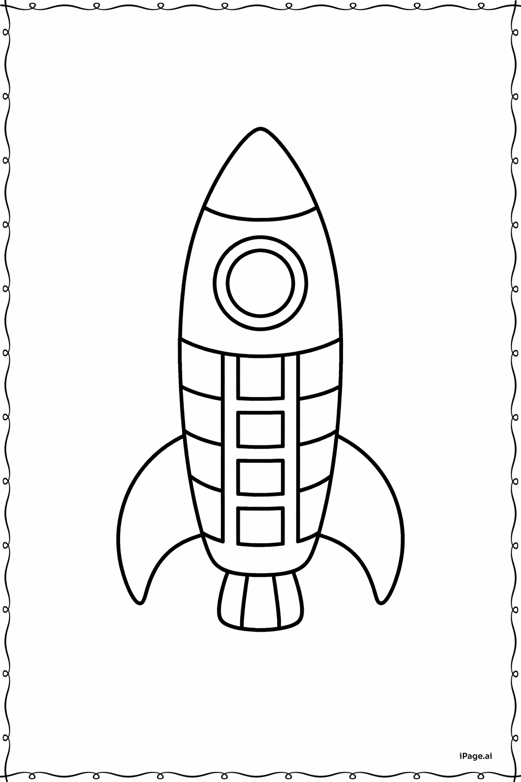  Página para colorear de Nave Cohete con Rayas 