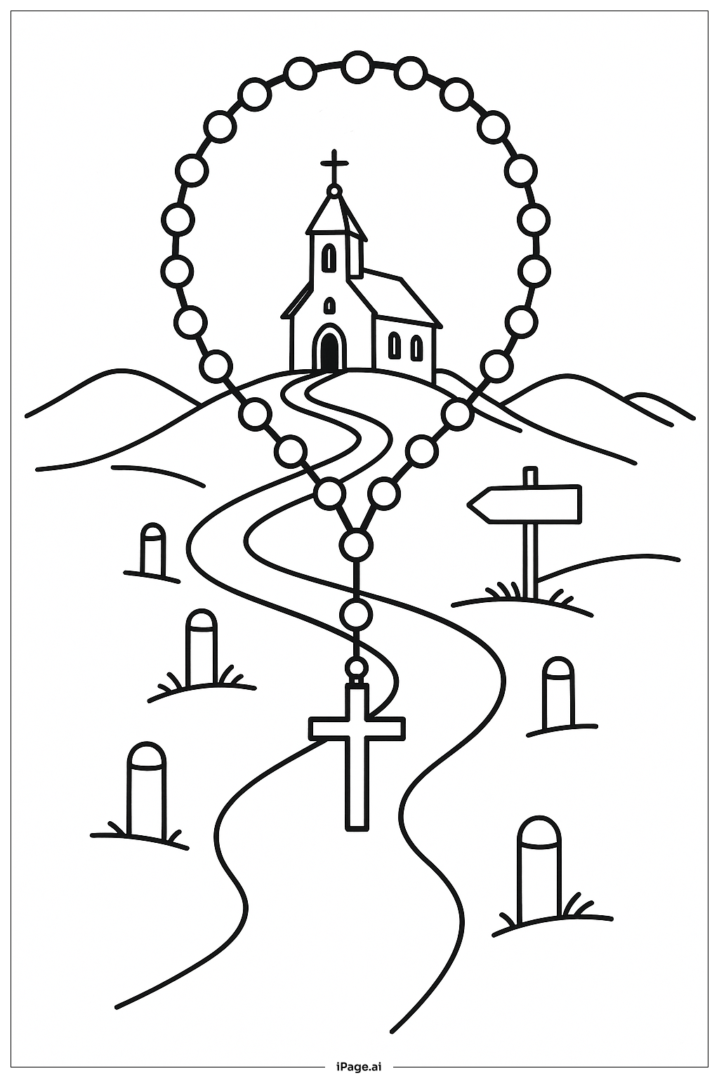  Rosary And Pilgrimage Path Coloring Page 