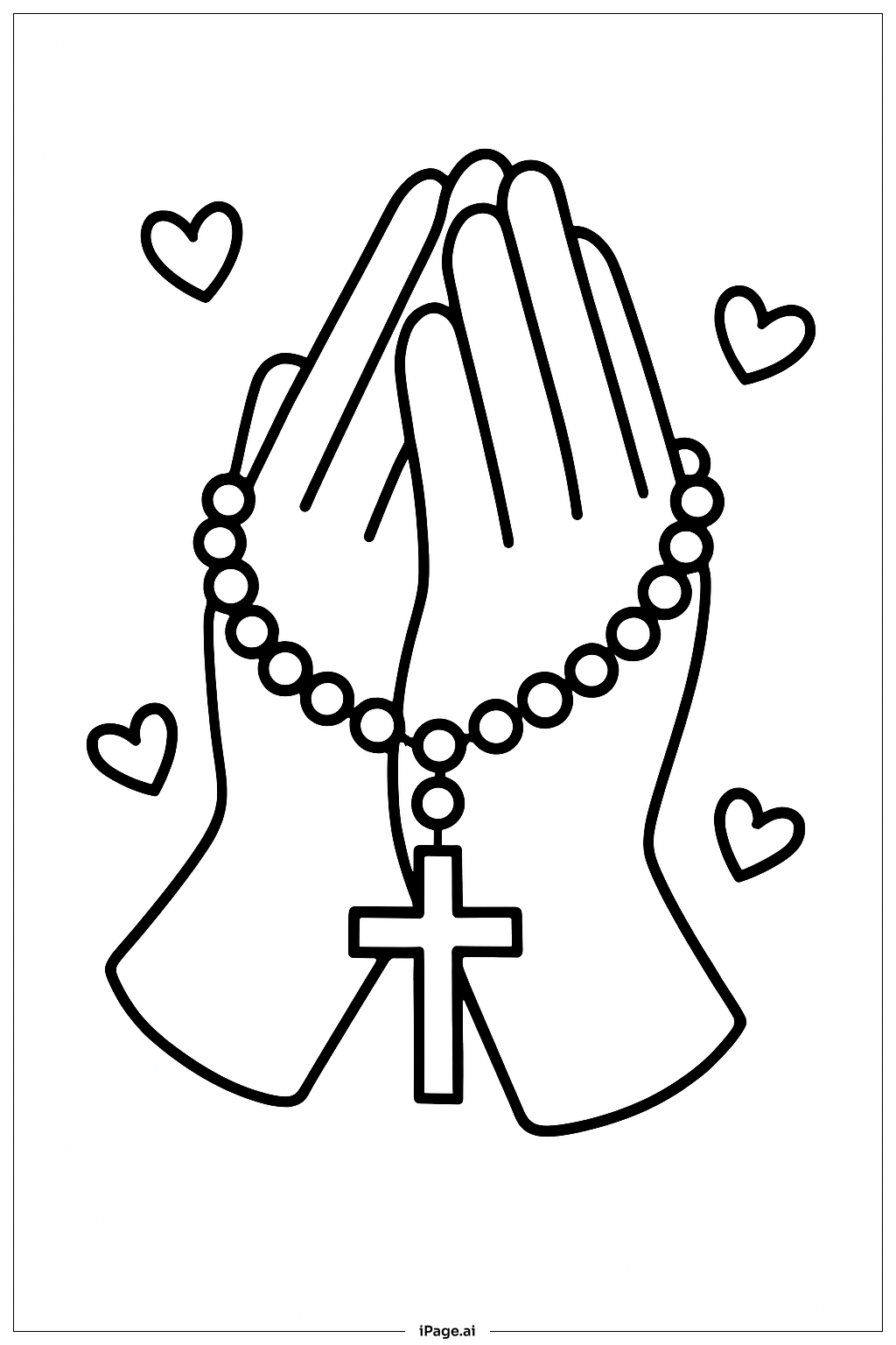 Rosary And Praying Hands Coloring Page 