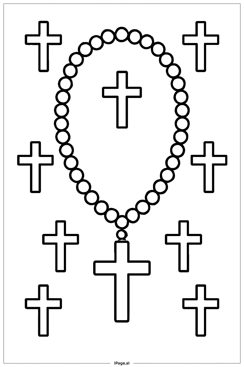  Rosary And Simple Crosses Coloring Page 