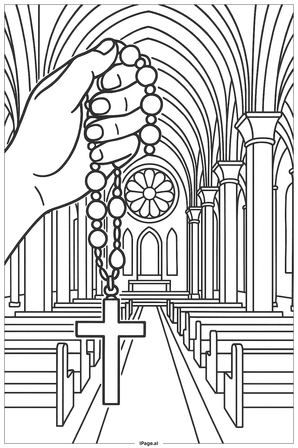  Rosary In Cathedral Nave Coloring Page 