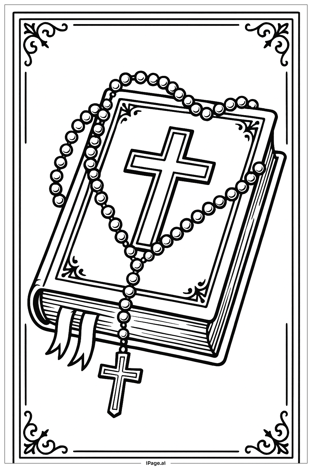  Rosary On Ornate Bible Coloring Page 