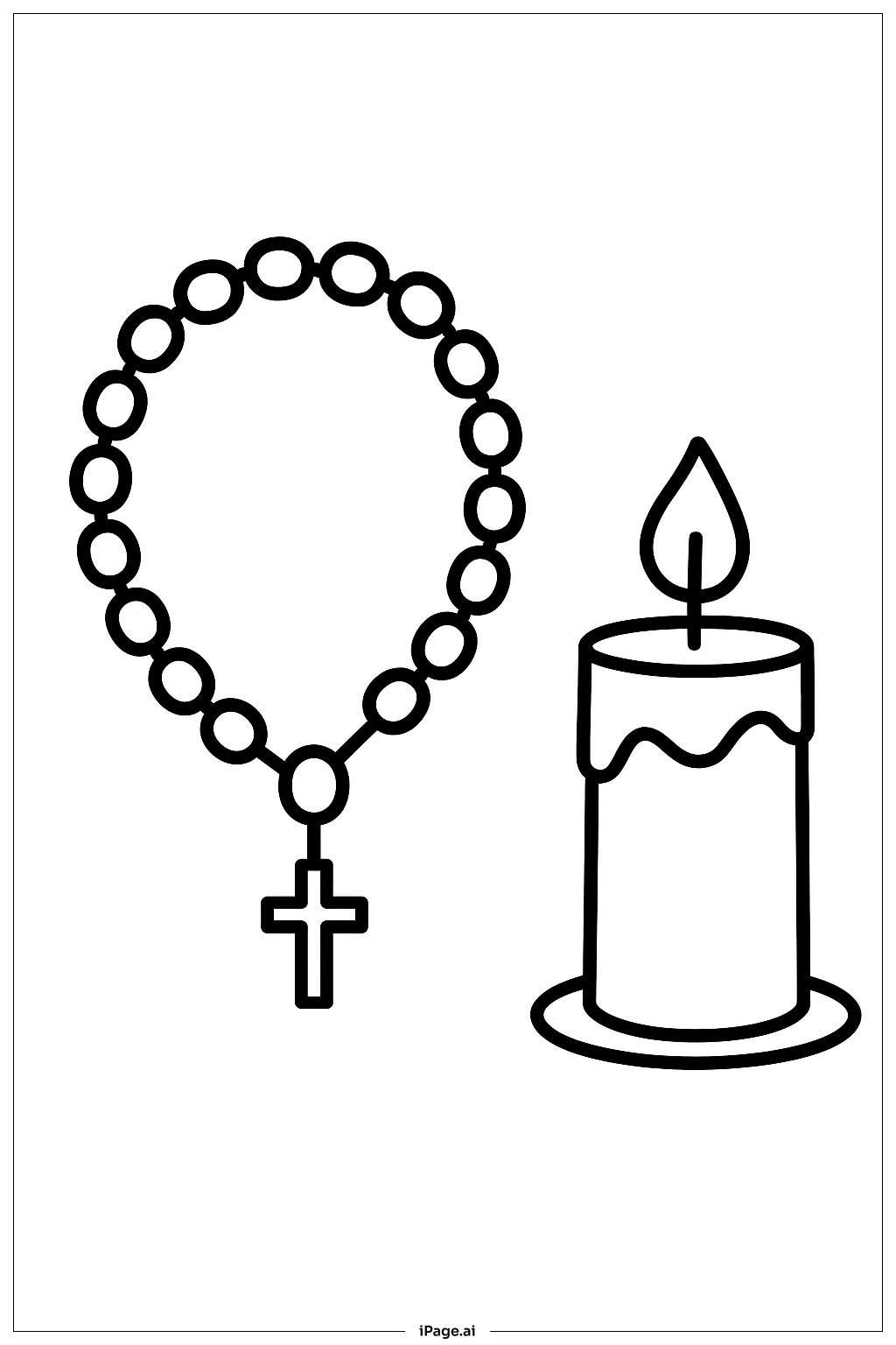  Rosary With Candle And Flame Coloring Page 