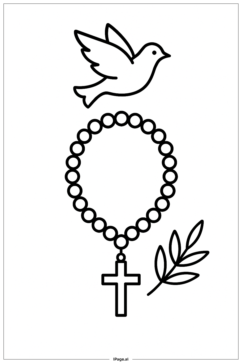  Rosary With Dove And Olive Coloring Page 
