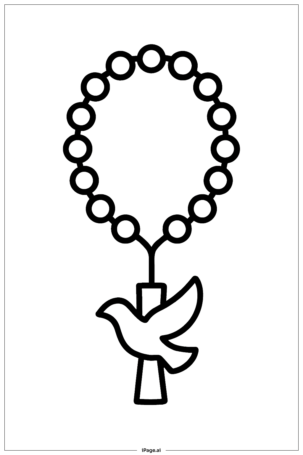  Rosary With Dove Cross Coloring Page 