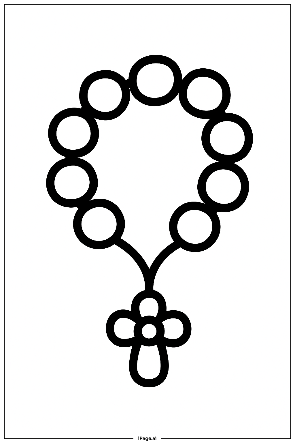  Rosary With Flower Cross Coloring Page 