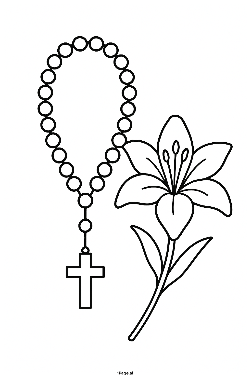  Rosary With Lily Flower Coloring Page 