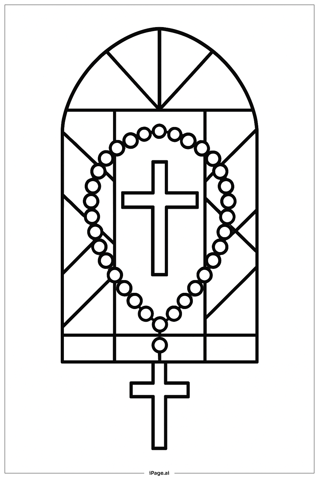  Rosary With Simple Stained Glass Coloring Page 
