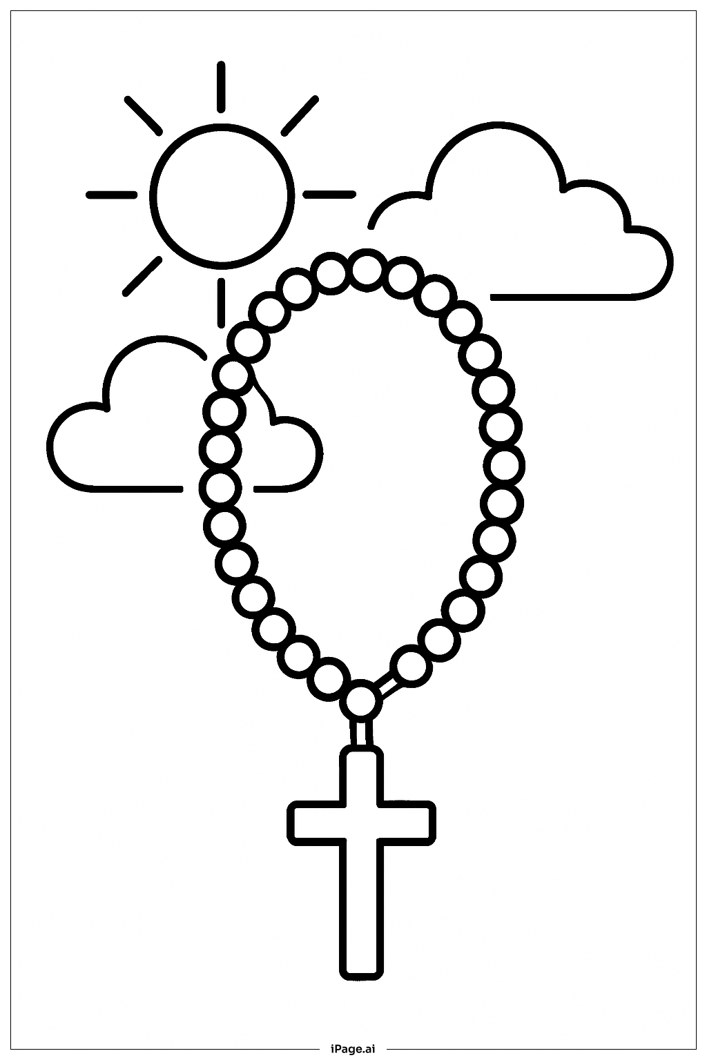  Rosary With Sun And Clouds Coloring Page 