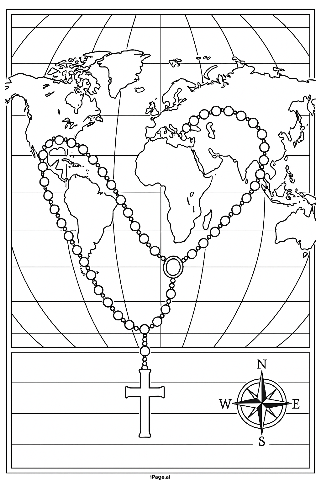  Rosary With World Map Coloring Page 
