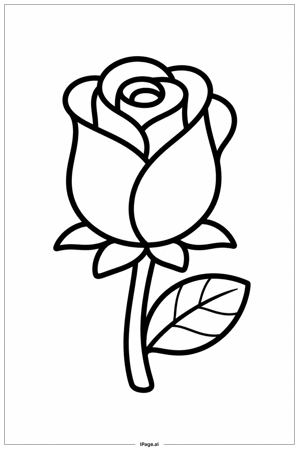 バラのつぼみの塗り絵ページ